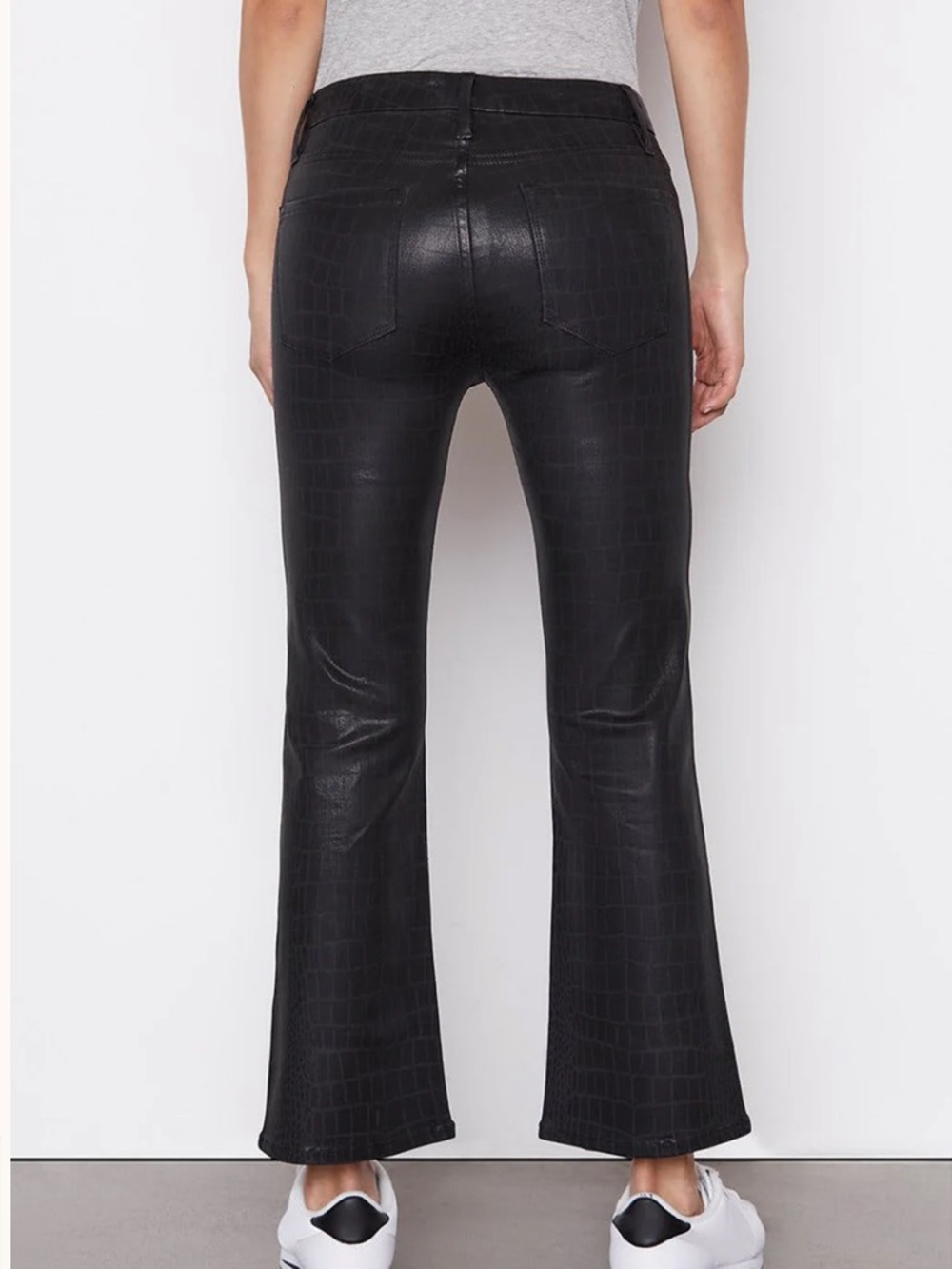 Frame Le Cropped Mini Boot Noir Croc Coated Black Jeans size 32 NWT NEW - Picture 3 of 11